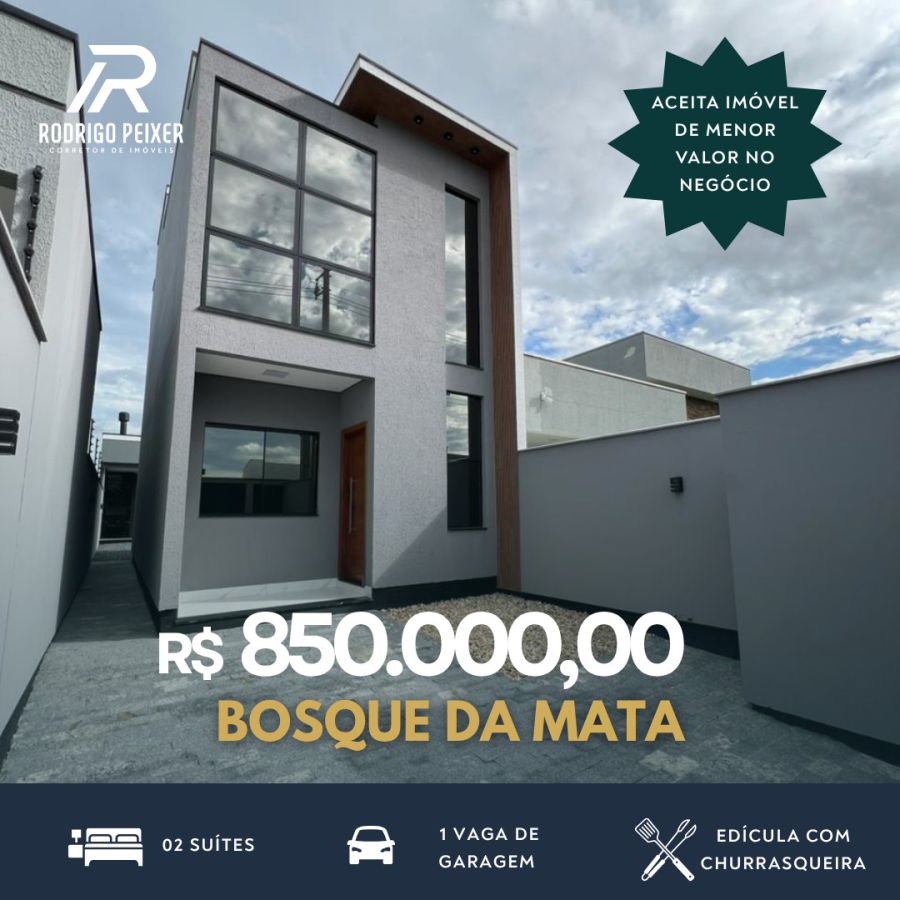Sobrado - Venda - Areias - Bosque da Mata - Tijucas - SC